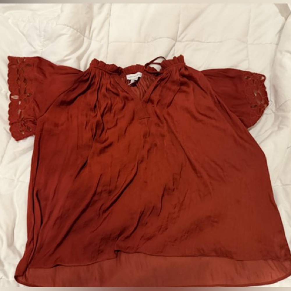 Cupcakes & Cashmere Terracotta Off-Shoulder Top